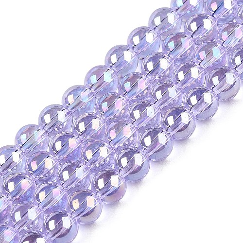 Electroplate Transparent Glass Beads Strands GLAA-T032-T6mm-AB01-1