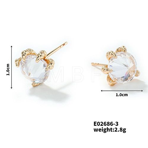 Exquisite Dragon Claw Crystal Zircon Stud Earrings Unique Ethnic Fashion Jewelry RW5746-3-1