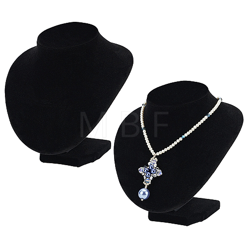 Plastic Covered with Velvet Necklace Bust Display Stands NDIS-WH0008-01-1