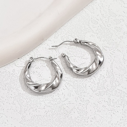 304 Stainless Steel Twisted Hoop Earrings for Women XW8366-2-1