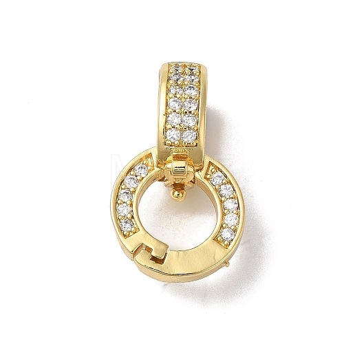 Rack Plating Brass Micro Pave Clear Cubic Zirconia Twister Clasps KK-A222-05A-G-1