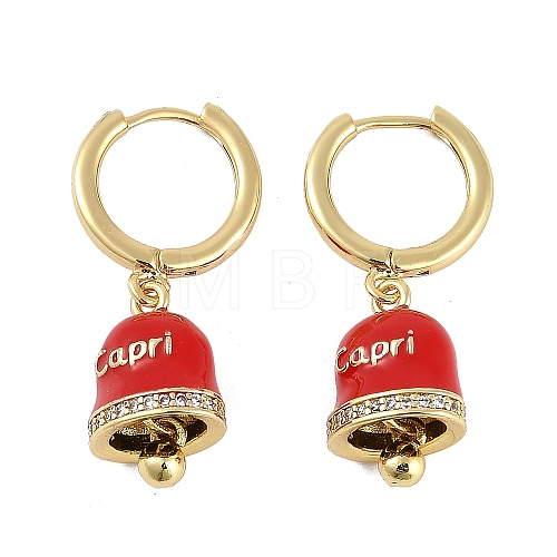 Bell Brass & Enamel Hoop Earrings for Women EJEW-U015-25G-G-1