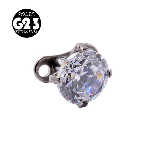 G23 Titanium Cubic Zirconia Dermal Anchor Base/Top for Women Men WG953A3-08-1