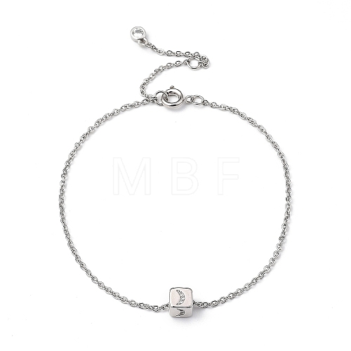 Brass Micro Pave Clear Cubic Zirconia Charms Bracelets BJEW-JB05400-01-1