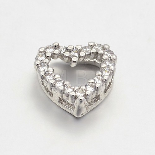 CZ Brass Micro Pave Grade AAA Cubic Zirconia Open Heart Beads KK-O061-05P-NR-1