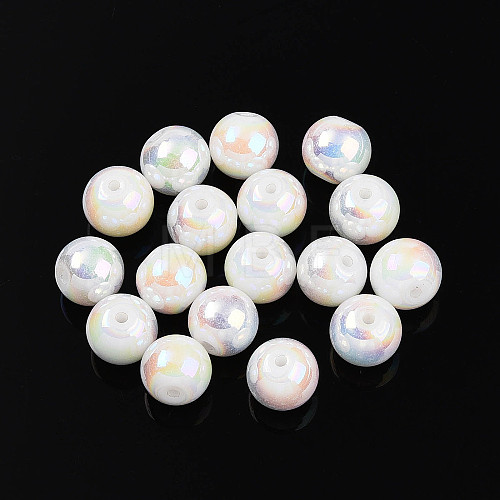 Electroplate Pearlized Glass Pearl Beads EGLA-T021-14B-01-1