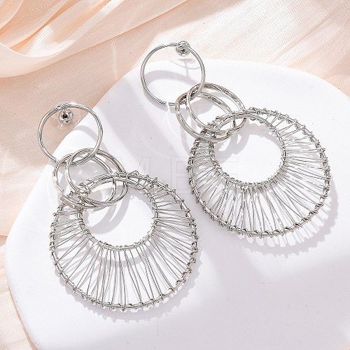 Alloy & Iron Dangle Stud Earrings EJEW-M075-06P-1