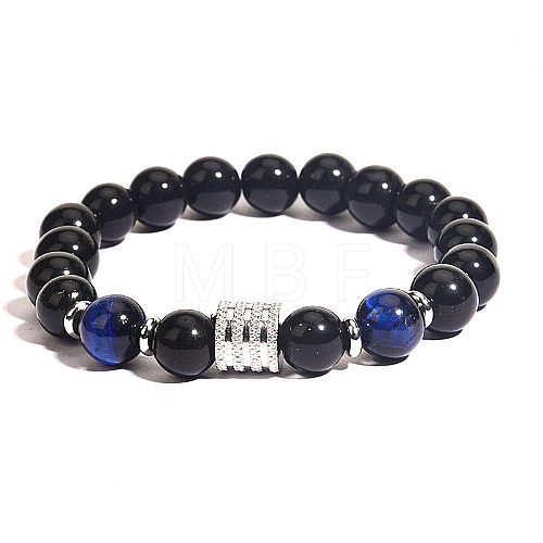 Natural Obsidian Stretch Bracelets VW3754-3-1