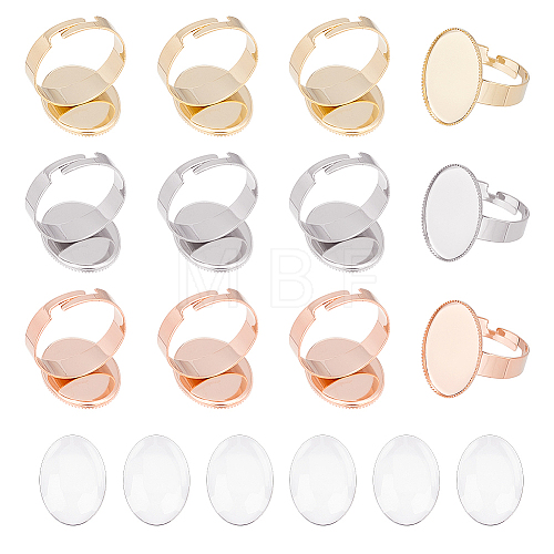 Unicraftale DIY Oval Blank Dome Adjustable Ring Making Kit STAS-UN0039-93-1