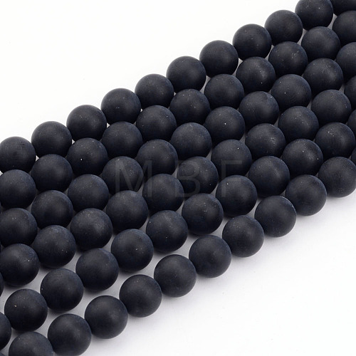 Natural Black Agate Bead Strands X-G-H056-4mm-1