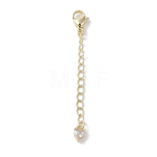 Brass Micro Pave Clear Cubic Zirconia Chain Extender KK-G491-52B-G-1