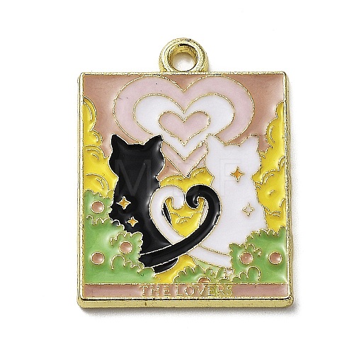 Word The Lovers Alloy Enamel Pendants X-ENAM-M062-01B-G-1