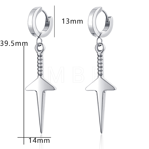Stainless Steel Black Plated Sword Earrings and Pendant Set IR9673-2-1