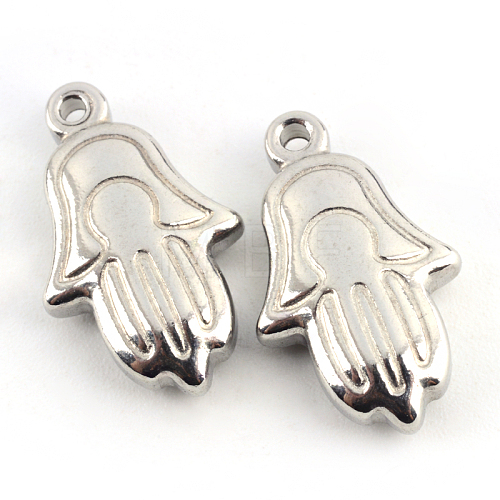 Hamsa Hand/Hand of Fatima/Hand of Miriam 201 Stainless Steel Pendants STAS-Q192-62-1