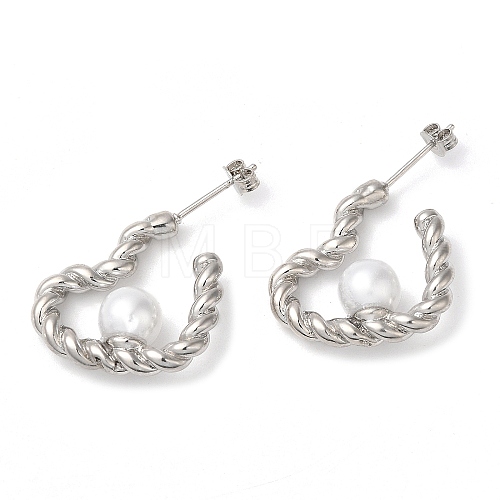 Rack Plating Brass Heart Stud Earrings EJEW-P249-01P-1