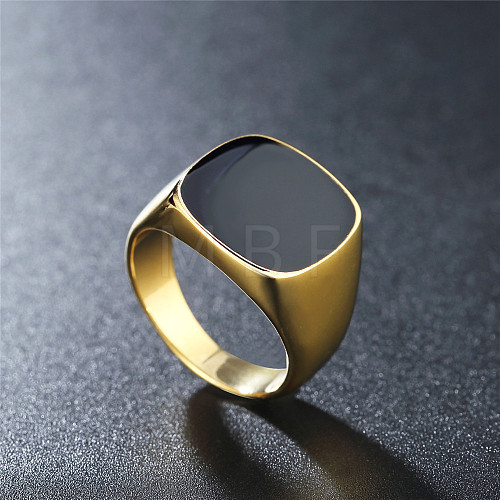 Square Titanium Steel Enamel Finger Rings for Men FS-WG78CFC-04-1