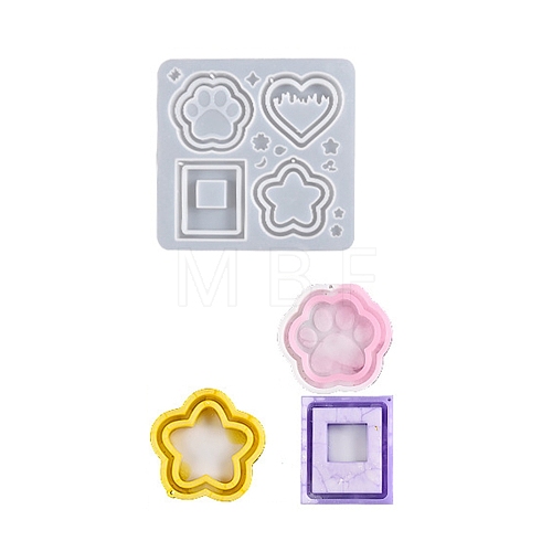 DIY PawPrint & Heart & Star & Rectangle Shaped Pendant Food-grade Silicone Molds SIMO-D001-05-1