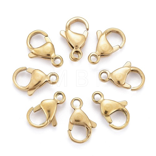 Ion Plating(IP) 304 Stainless Steel Lobster Claw Clasps X-STAS-H353-E-02G-1