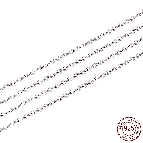 Rhodium Plated 925 Sterling Silver Cable Chain STER-WH0011-04P-1