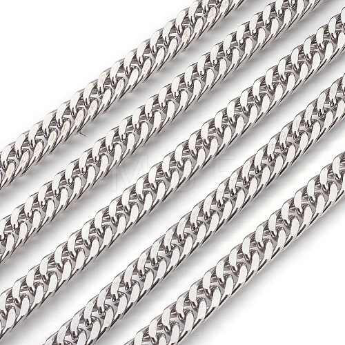 201 Stainless Steel Cuban Link Chains CHS-L017-17F-1