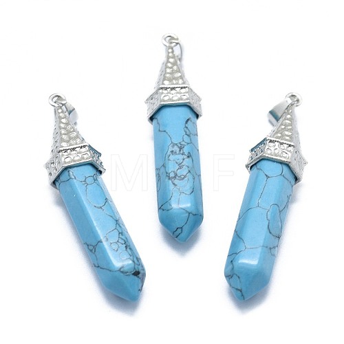 Synthetic Turquoise Pointed Pendants G-G795-01P-03-1