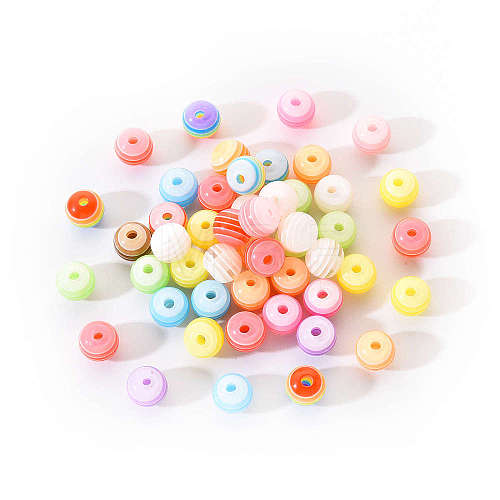 50Pcs Transparent Stripe Resin Beads RESI-YW0001-02B-1