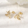 Hummingbird Brass Micro Pave Clear Cubic Zirconia Stud Earrings EJEW-L311-02G-2
