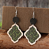 Bohemian Printed Wood & Zinc Alloy Dangle Earrings WG40C0F-01-2