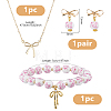 Brass Bowknot Pendant Necklace & Stud Earring & Bracelet Sets SJEW-DC00003-2
