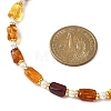 Rectangle Natural Amber and Round White Shell Pearl Beaded Necklaces NJEW-JN05645-3