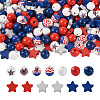 220Pcs Independence Day Theme Spray Painted Natural Wood Beads WOOD-TA0001-73-10