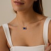 304 Stainless Steel Pave Cubic Zirconia Oval Birth Stone Pendant Necklaces for Women FS-WGC2097-08-2
