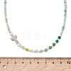 Natural Green Aventurine Faceted Round and Dyed Malaysia Jade & Pearl Beaded Necklaces with Brass Micro Pave Clear Cubic Zirconia Cross NJEW-JN05975-01-4