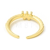 Clear Cubic Zirconia Initial Letter Open Cuff Ring RJEW-H120-09G-W-3