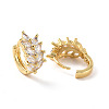 Clear Cubic Zirconia Wheat Hoop Earrings EJEW-F298-18G-2