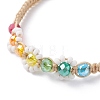 Flower Shape Braided Bead Bracelet BJEW-TA00039-04-4