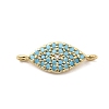 Brass Micro Pave Sky Blue and Clear Cubic Zirconia Connector Charms KK-H529-05A-G-1