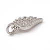 Brass Micro Pave Clear Cubic Zirconia Wing Charms ZIRC-F132-60P-3