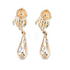 Brass Pave Clear Cubic Zirconia Hand with Teardrop Dangle Stud Earring Findings KK-N232-477LG-B-2