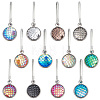 12Pcs 12 Colors Mermaid Scale Alloy Resin Zipper Pulls Charms FIND-CY0002-30-1