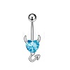 Brass Rhinestone Piercing Split Navel Ring Belly Rings WGB9F5B-06-1