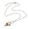 Natural Multicolor Tourmaline Faceted Cube Beaded Tassel Pendant 304 Stainless Steel Satellite Chain Necklaces for Women NJEW-JN06448-01-2