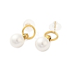 304 Stainless Steel Shell Pearl Round Stud Earrings for Women EJEW-U020-30G-01-2