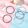 Cube Natural Gemstone & Electroplate Non-magnetic Synthetic Hematite Beaded Stretch Bracelets for Women BJEW-JB13355-1