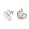 Rack Plating Brass Heart Stud Earrings X-EJEW-Q766-02P-2