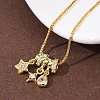 Brass Pave Clear Cubic Zirconia Pendant Box Chain Adjustable Slider Necklaces NJEW-D348-03C-G-3