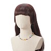 Natural Pearl & Millefiori & Brass Beaded Necklace for Women NJEW-JN04177-01-3