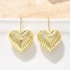 Textured Heart Brass Dangle Earrings EJEW-B132-04G-2