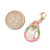 Easter Teadrop Glass Seed Beaded & Alloy Enamel Rabbit Pendant Decorations HJEW-MZ00187-03-3