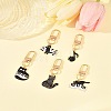 5Pcs Cat & Music Theme Alloy Enamel Pendant Decoration HJEW-FS00035-03-9